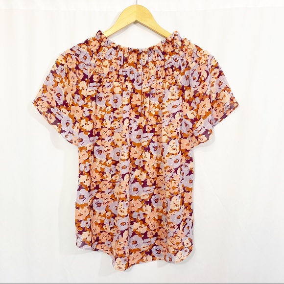 Madewell Smocked Mockneck Top in Floral Breeze - Picture 8 of 13